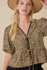 Leopard Baby Doll Blouse